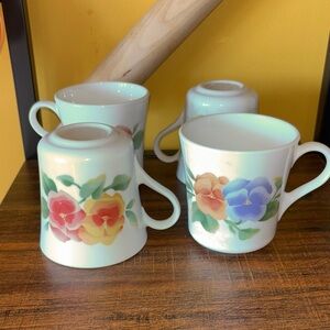 Corningware Floral Mug Set - Red, Yellow, Blue